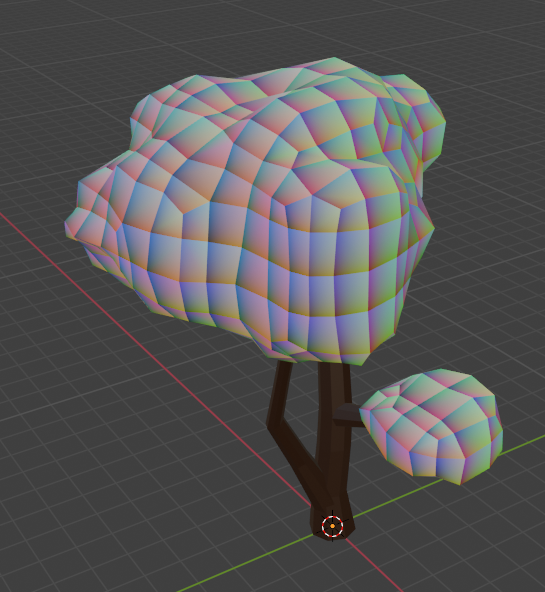 Tree in Blender using vertex colors to cue animation