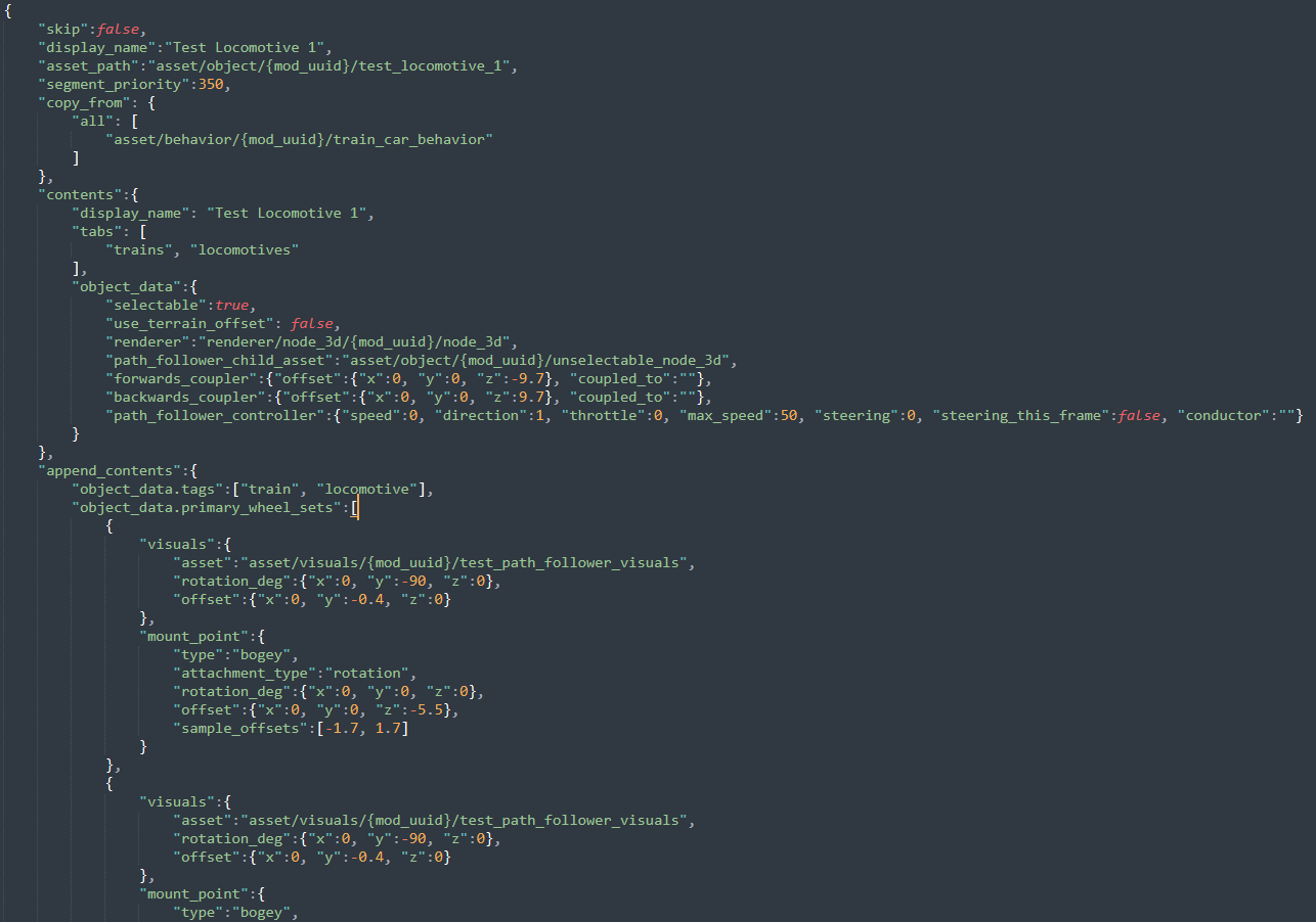 Screenshot of mod config describing the configuration of a locomotive
